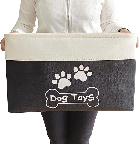 Large Dog Toy Basket Collapsible Dog Toy Box Shape Keeping Rectangle Dog Toy Bin for Pet Toys, Accessories