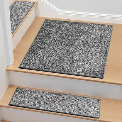 Non-Slip Carpet Stair Treads 1PCS, 30"x30" Peel and Stick Stair Runner for Wooden Steps Indoor, Washable Reusable Adhesive Backing, Pet-Friendly Safety Mats for Kids, Elders, Dogs
