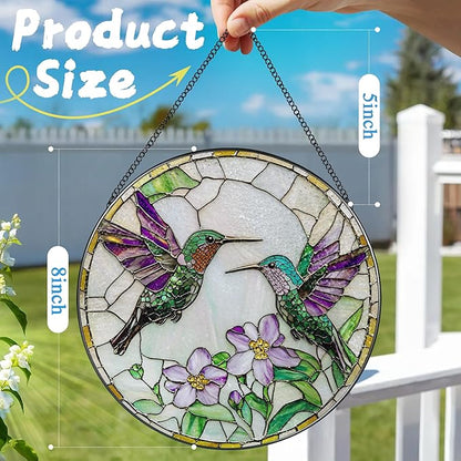 8″ Hummingbird Stained Glass Suncatcher, Stained Glass Window Hanging & Ornament, Window Decor, Holiday & Christmas Ornaments | Hummingbird Gifts, Gifts Ideas