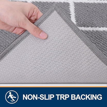 Finchitty Indoor Door Mat, Dirt Resistant and Absorbent, Low-Profile, Non-Slip, Washable Inside Floor Mats for Front Door, Back, and Entrance, 47" x 23", Grey