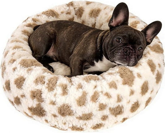 Avont Donut Dog Bed, Round Calming Pet Bed for Small and Medium Puppy Cats, with Removable Cover, Circle-Shaped, Anti-Anxiety, Cozy & Washable -M