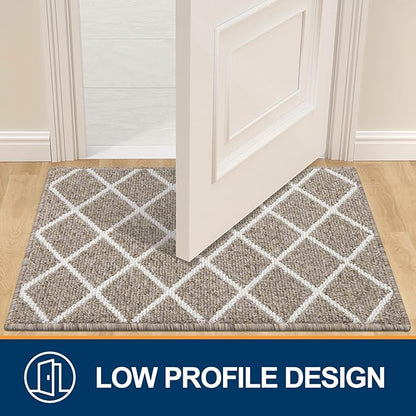 Finchitty Indoor Door Mat, Dirt Resistant and Absorbent, Low-Profile, Non-Slip, Washable Inside Floor Mats for Front Door, Back, and Entrance, 48" x 32", Khaki