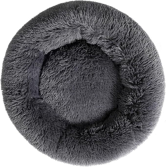 Round Dog Bed Fluffy Cat Bed Small Dog Bed Pet Bed Calming Donut Cat Bed Round Puppy Bed Calming Pet Bed Suit for 8Kg Dog and Cat