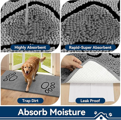 Bcoimo Super Absorbent Dog Door Mat, 60"*24" Anti Slip Mat for Muddy Paws, Pet Rugs for Dirty Paws Washable That Absorbs Moisture and Dirt, for Dog Cage and Pet Resting Carpet
