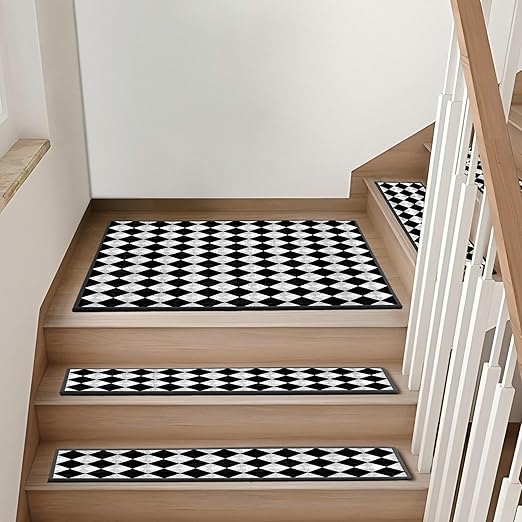 Non-Slip Carpet Stair Treads 1PCS, 30"x30" Peel and Stick Stair Runner for Wooden Steps Indoor, Washable Reusable Adhesive Backing, Pet-Friendly Safety Mats for Kids, Elders, Dogs