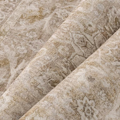 Brown 2x6 Runner Rug Hallway Washable Vintage Carpet Kitchen Long Small Indoor Non Slip Soft Low Pile Thin Stain Resistant Distressed Accent Throw Rug for Bedroom Laundry Office Living Room