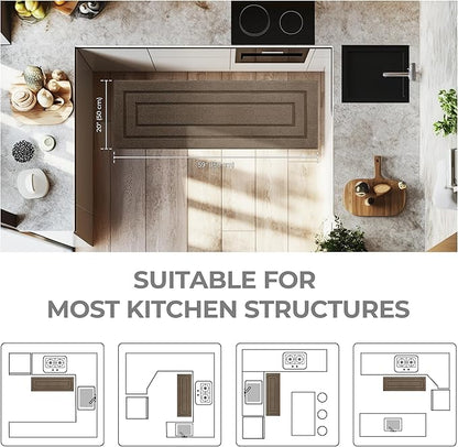 GRANNY SAYS Kitchen Mats for Floor Resist Dirt Kitchen Rugs Non Slip Washable, Large Rug Runner for Sink Laundry Thick Durable Polypropylene Comfort Standing, 59" x 19.7", Light Brown