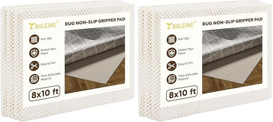 BALEINE Non Slip Rug Pad Rug Gripper for Hardwood Floors, Extra Thick Non Slip Mat Under Carpet (8'x10') (Pack of 2)