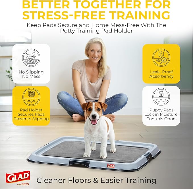 Glad for Pets Extra Large Charcoal Dog Training Pads, Absorbent Leak Proof Pee Pads for Dogs and Puppies, Odor Control Potty Pads with Activated Carbon, 28 x 30 Inches, 50 Count