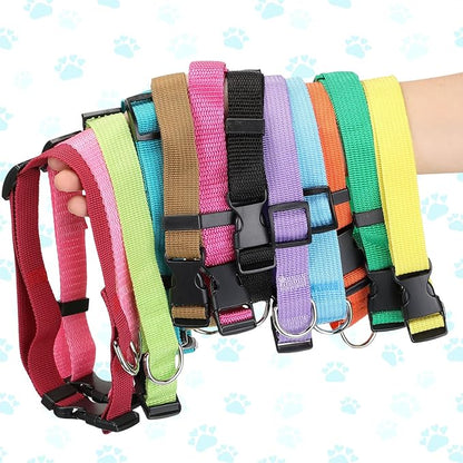 Buryeah 12 Pieces Dog Collar Bulk Adjustable Soft Nylon Puppy Dog Collars with Safety Buckle Collar Bulk for Medium Dogs Walking Running Training(Mixed Colors)