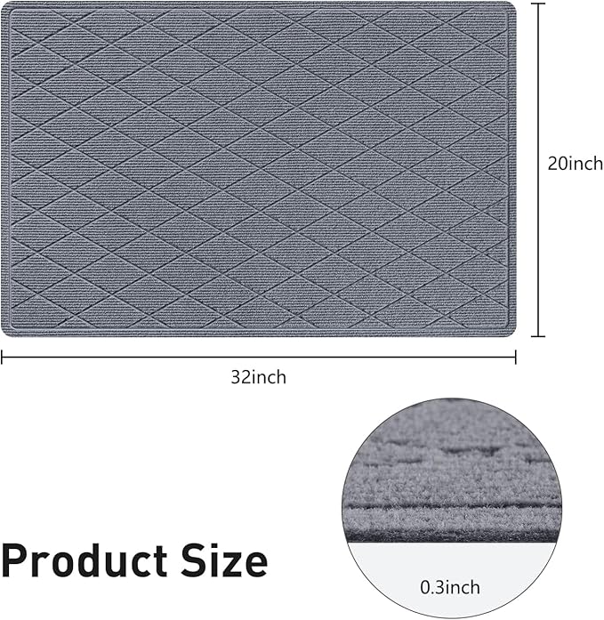 Stair Treads Non Slip Landing Rug for Wooden Steps Indoor, Peel and Stick Stair Treads Matching-Mat 20"X32" Landing Slip Resistant Stair Rugs for Kids and Dogs, Polyester Stair Landing Mat, Grey Blue