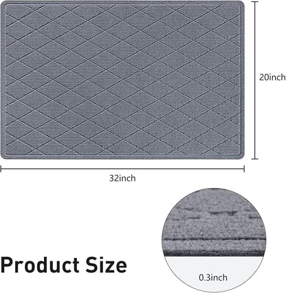 Stair Treads Non Slip Landing Rug for Wooden Steps Indoor, Peel and Stick Stair Treads Matching-Mat 20"X32" Landing Slip Resistant Stair Rugs for Kids and Dogs, Polyester Stair Landing Mat, Grey Blue