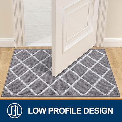 Finchitty Indoor Door Mat, Dirt Resistant and Absorbent, Low-Profile, Non-Slip, Washable Inside Floor Mats for Front Door, Back, and Entrance, 47" x 23", Grey