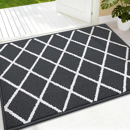 Finchitty Indoor Door Mat, Dirt Resistant and Absorbent, Low-Profile, Non-Slip, Washable Inside Floor Mats for Front Door, Back, and Entrance, 32" x 20", Charcoal