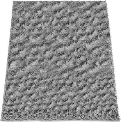 Absorbent Dog Door Mat for Muddy Paws, 60" x 48" Chenille Indoor Mats for Entryway, Trap Dirt Front Door Mat Indoor Entrance Washable Non Slip Soft Light Grey