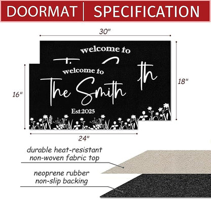 Custom Doormat with Family Name - Personalized Entryway Door Mat Front Door Mat for Outdoor Decor Entrance Mat Housewarming Gift with Anti-Slip Backing Design09