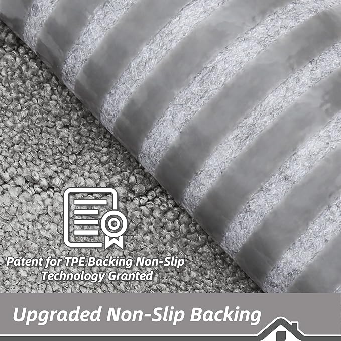 BEQHAUSE Edging Stair Treads for Wooden Steps 9" x 28", Non Slip Carpet Stair Treads Indoor Stair Runners, Soft Stair Rugs, Machine Washable, 100% Polyester, TPE Backing, 4pcs, Grey
