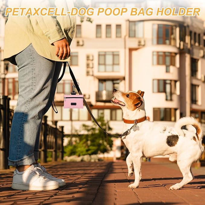 Dog Poop Bag Holder, Pet Waste Bag Dispenser Dog Treat Pouch with Clip Oxford Cloth Portable Reusable Easy Cleanup(2Pcs, Black/Gray), Intended for Outdoor/Travel/Walking