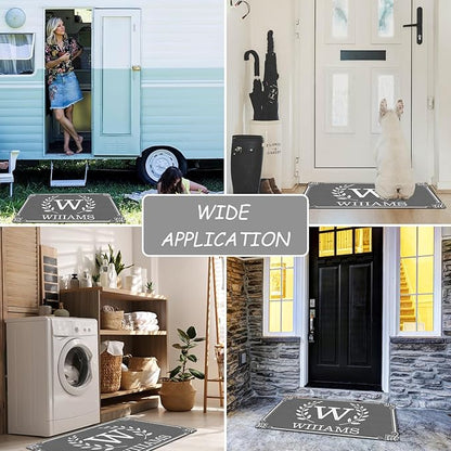 Custom Doormat with Family Name - Personalized Entryway Door Mat Front Door Mat for Outdoor Decor Entrance Mat Housewarming Gift with Anti-Slip Backing