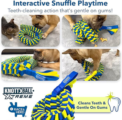 Race&Herd KnottyBall Xtreme Snuffle Ball for dogs, Interactive Dog Puzzle Toy for Dogs, Stimulating Dog Toys for Boredom, Treat Puzzle Toys for Dogs Enrichment, Snuffle Treat Dispensing Smart Dog Toys