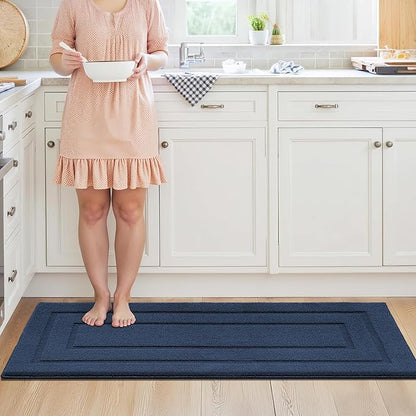 GRANNY SAYS Kitchen Mats for Floor Resist Dirt Kitchen Rugs Non Slip Washable, Large Rug Runner for Sink Laundry Thick Durable Polypropylene Comfort Standing, 59'' x 19.7'', Deep Blue
