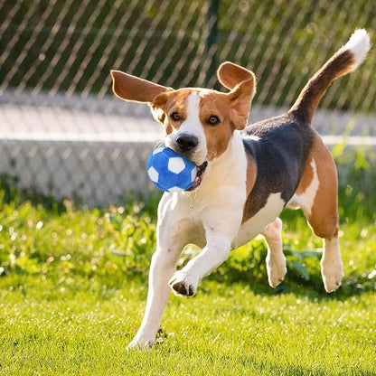 Dog Toys Balls - Chewable Plush Football for Dogs, Soft Pet Squeaky Ball Stuffed with Fluffy, Durable Indoor Outdoor Dog Puzzle Toy, Birthday for Puppy Small and Medium Breeds