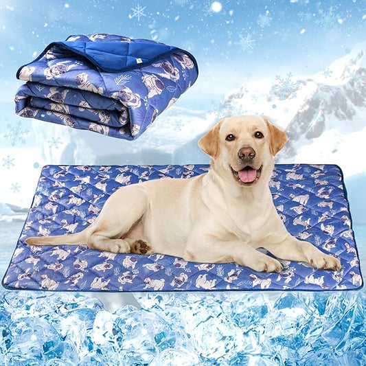 Dog Cooling Mat, Washable Dogs Cats Pet Non-Toxic Cooling Pads Summer Sleeping Kennel Mats，Pet Self Cool Ice Blanket for Indoor & Outdoor Dog Beach Essentials Small