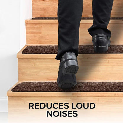Carpet Stair Treads Set of 13 Non Slip Skid Rubber Runner Mats Rug Tread Indoor Outdoor Pet Dog Stair Treads Pads Stairway Carpet Rugs Brown 8" x 30"