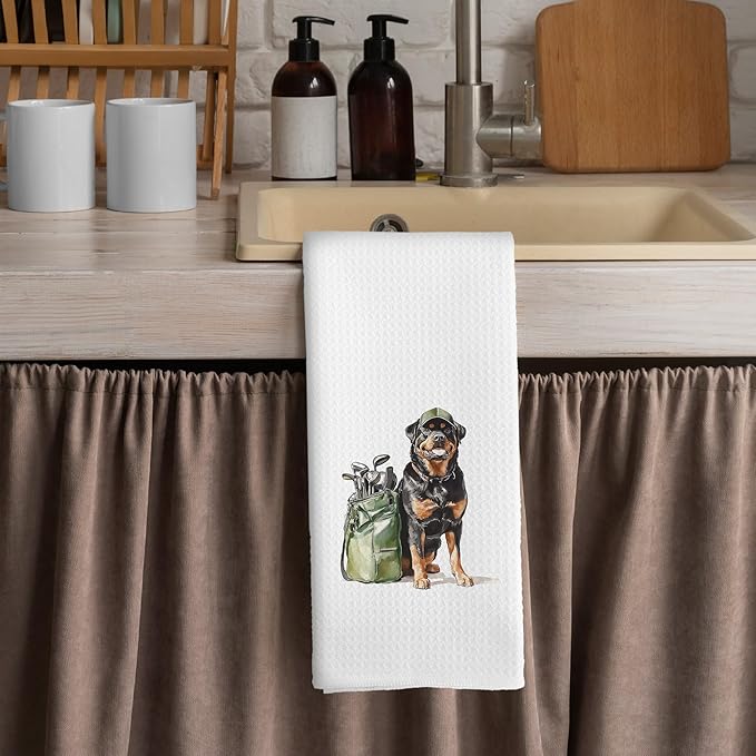 Golf Dog Kitchen Towels - Bernese Mountain Dish Towels, Sports Gifts, Pet Golf Club Decorative Absorbent Dishcloths Hand Towels for Kitchen Gym Spa Decor 16x24 Inches