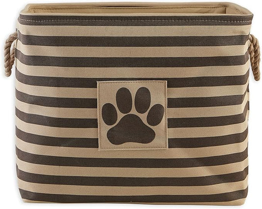 Bone Dry Pet Storage Collection Striped Paw Patch Bin, Large Rectangle, Brown