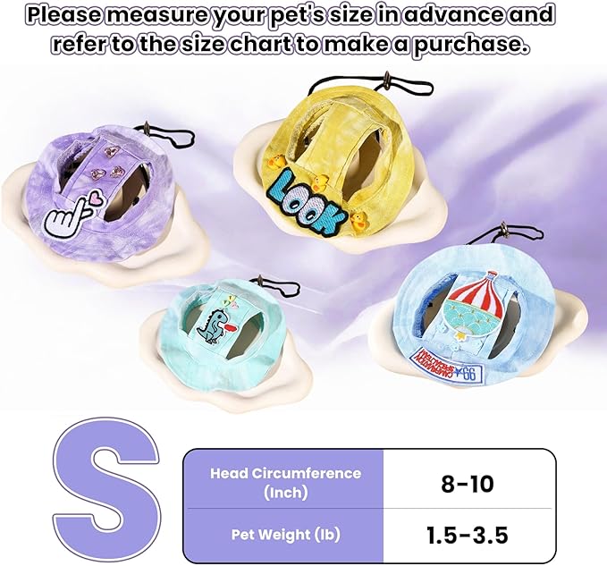 Dog Bucket hat,cat hat, Bucket hat for Dogs with Ear Holes, Bucket hat for Dogs,Hats for Cats,Cat Sun hat Keep Your Pets Sun-Protected, Cool, Stylish and Beautiful. (Blue&Pattern, S)