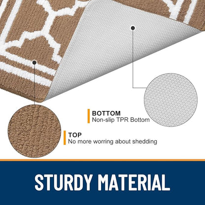 Buganda Long Indoor Door Mat, Dirt-Resistant and Absorbent Doormat, Anti-Slip, Low Profile Floor Mats for Inside Entryway, Front, and Back Door Entrance (59x23 Inches, Brown)