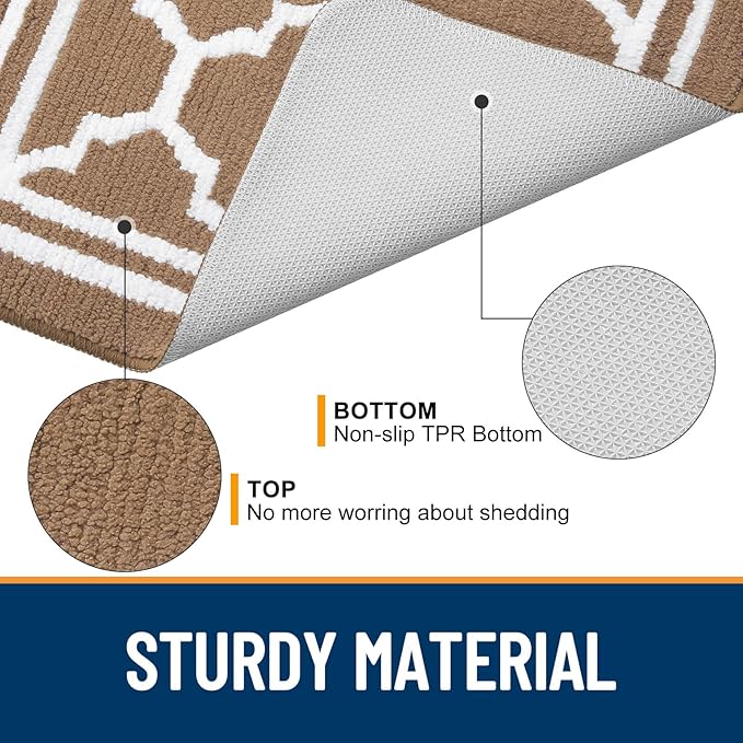 Buganda Indoor Door Mat, Dirt-Resistant and Absorbent Doormat, Anti-Slip, Low Profile Floor Mats for Inside Entryway, Front, and Back Door Entrance (36x24 Inches, Brown)