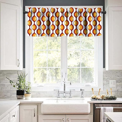 Vintage Geometric Pattern Valance Curtains, 1970S 1960S Retro Groovy Bauhaus Mid Century Modern Window Curtain Valance for Bedroom Living Room Kitchen 54x18inch