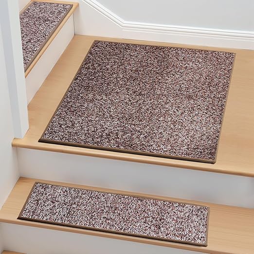 Non-Slip Carpet Stair Treads 1PCS, 30"x30" Peel and Stick Stair Runner for Wooden Steps Indoor, Washable Reusable Adhesive Backing, Pet-Friendly Safety Mats for Kids, Elders, Dogs