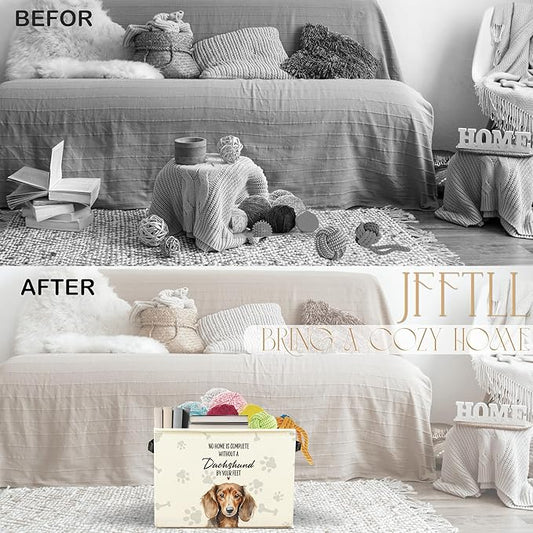 Funny Weiner Dog Toy Basket, Dachshund Home Decor, Dachshund Lovers Gifts Collapsible Pet Dog Toy Storage Bin Box Basket Organizer, Pet Supplies for Dogs