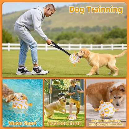 Dog Toys Soccer Ball, Soccer Ball with Straps, Interactive Dog Toys for Tug of War, Dog Water Toy, Durable Dogs Balls for Small Medium & Large Dogs (White) (White)