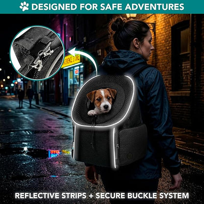PetAmi Dog Front Carrier Backpack, Ventilated Adjustable Dog Pet Cat Chest Carrier Backpack, Dog Carrier for Hiking Camping Travel, Small Dog Puppy Medium Cat Carrying Bag, Max 10 lbs, Black