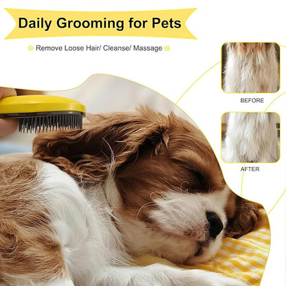 Puppy Brush for Small Dogs - Soft Dog Brush - Perfect Yorkie, Shih Tzu, Maltipoo & Maltese Grooming - Gentle Hair Remover for Easy Pet Grooming at Home - Yellow