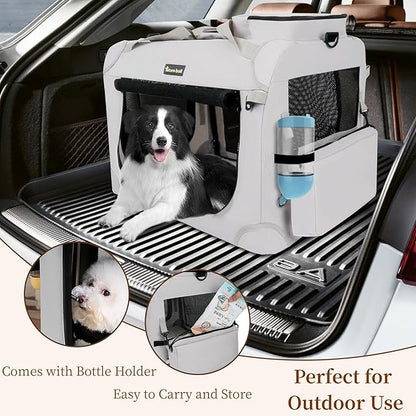 Extra Large Cat Carrier for 2 Cats Collapsible Soft Pet XL Crate for Large/Medium Cats 20lbs Car Travel Portable Bag with Water Bottle Slot For Long Trips (Beige, 24.0"L x 16.5"W x 16.5"H)