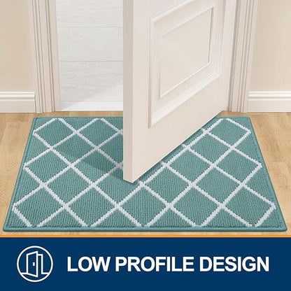 Finchitty Indoor Door Mat, Dirt Resistant and Absorbent, Low-Profile, Non-Slip, Washable Inside Floor Mats for Front Door, Back, and Entrance, 32" x 20", Sage Green