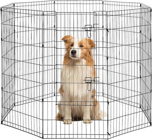 BestPet | Foldable Dog Playpen | 48 Inch, 8 Panels | Metal Pet Exercise Pen | Indoor Outdoor Portable Dog Fence with Door | Removable, Rust-Resistant Secure Pet Kennel | Easy to Assemble