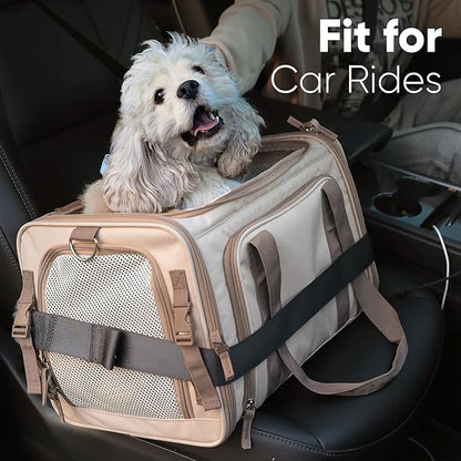 FUKUMARU Expandable Cat Carrier, 18x11x11 Soft Cat Travel Carrier, Ventilate Airline Approved Dog Carrier, Durable Small Dog Carrier with Anti-Scratch Mesh, Escape-Proof Pet Carrier for Cat, Pink