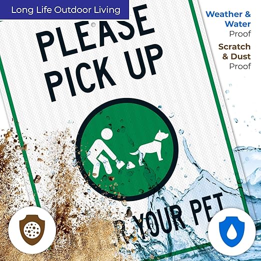 Clean Up After Your Dog Sign, Please Pick Up After Your Pet Sign, 18x24 Inches, 3M EGP Reflective .080 Aluminum, Fade Resistant, Easy Mounting, Indoor/Outdoor Use, Made in USA