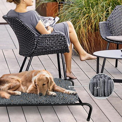 Elevated Dog Bed with Snuffle Mat Feature 2 in 1, Raised Dog Bed for Indoor and Outdoor Use Portable Warm Pet Cot with Puzzle Feeding Game for Slow Eating, Suitable for Small Medium Large Dogs