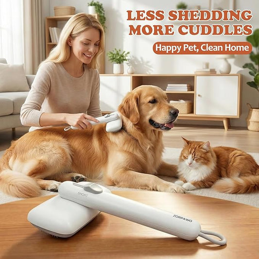Self Cleaning Slicker Brush - Skin Friendly Pet Shedding Brush for Cats, Puppies, Long & Short Hair, Painless Deshedding & Massaging Tool(White)
