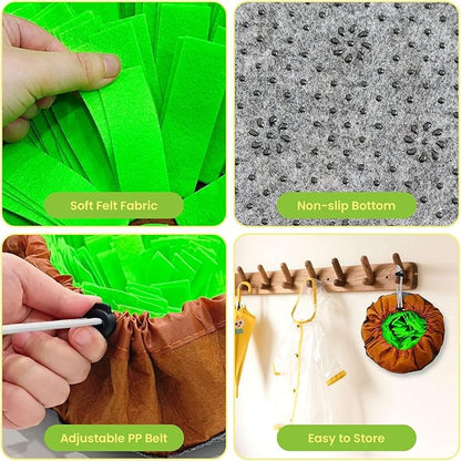Snuffle Mat for Dogs 19"x19", Adjustable Dog Slow Feeder Bowl, Interactive Dog Enrichment Puzzle Toys, Foraging Sniff Treat Mat Mental Stimulation for Puppy Small Medium Large Breed Dogs Cats