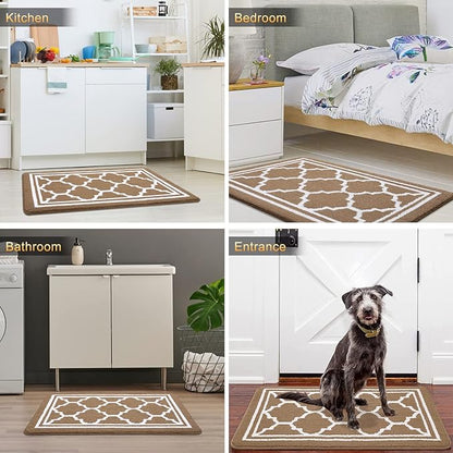 Buganda Large Indoor Door Mat, Dirt-Resistant and Absorbent Doormat, Anti-Slip, Low Profile Floor Mats for Inside Entryway, Front, and Back Door Entrance (59x35 Inches, Brown)