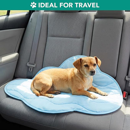 PetAmi Dog Cooling Mat, Cloud Shape, Reversible Cooling Nylon Blanket Soft Fleece Pet Pad for Dogs Cats, Summer All Season Use Q-Max>0.3, Small 30x40 in, Light Blue