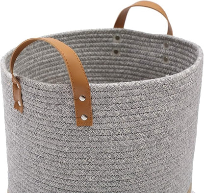 Cotton dog toy basket storage, puppy toy basket, puppy bins, laundry basket blanket storage bin - Perfect for organizing pet toys, blankets, leashes, pee mats and diapers - Graykhaki